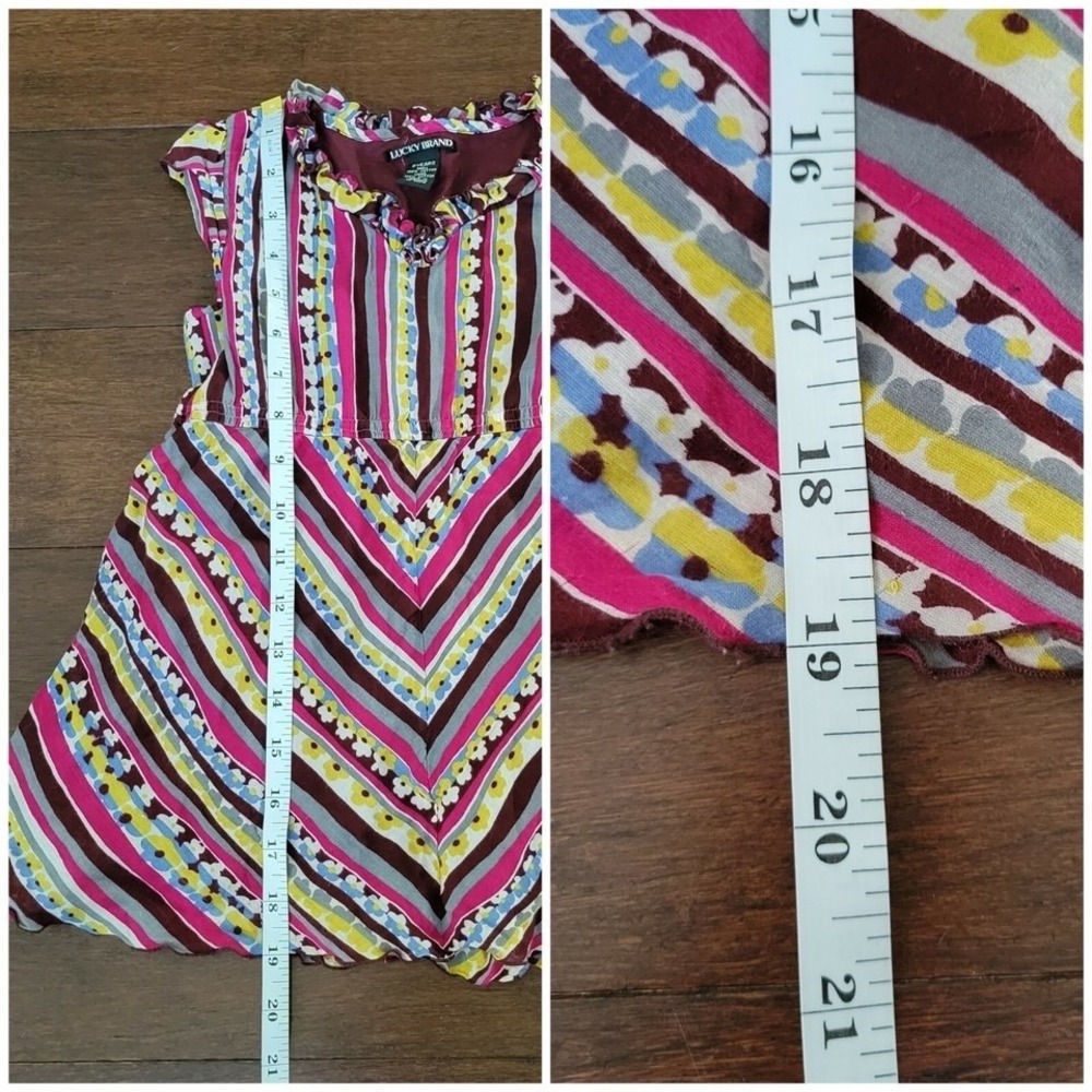 Lucky Brand Girls Size 6 Burgundy Striped Fit & Flare Cap Sleeve Summer Dress - Picture 8 of 8